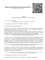 Выписка из реестра лицензий Рособрнадзора (Регистрационный номер лицензии: № Л035-01225-37/00228687)